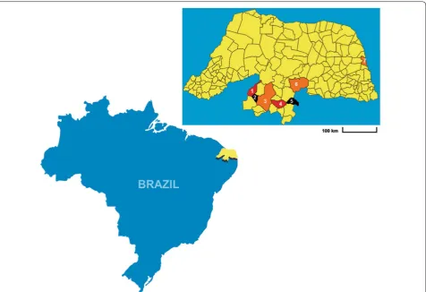 Fig. 1 Map of the Rio Grande do Norte state showing the municipalities where BSCL cases were reported