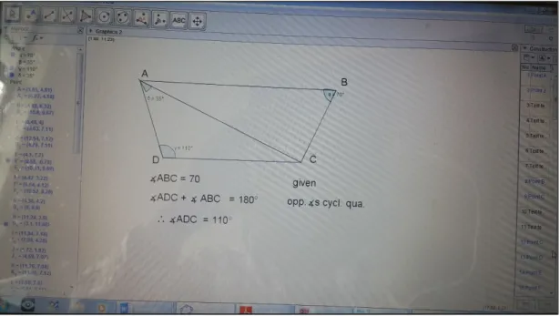 Figure 5.7 shows that learners used the GeoGebra programme to draw the quadrilateral ABCD
