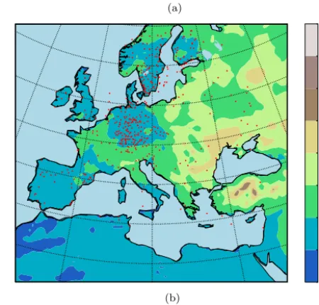 Figure 9. (a) 36-year RMSE (K) of the analysis for winter (DJF)and (b) the ﬁeld mean RMSE (K) of the analysis and the free ensem-ble run for winter (DJF)