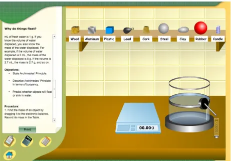 Figure 2. McGraw-Hill’s density and buoyancy virtual laboratory (Why do things float?)