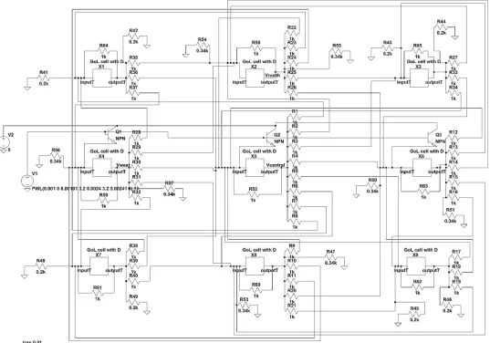 Fig 6. A 3 × 3 grid of equivalent circuit cells.
