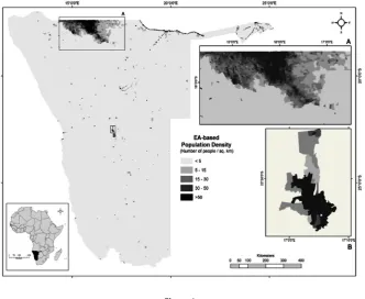 Figure 1Location of the study area and population density based on 2011 EA (not shown)