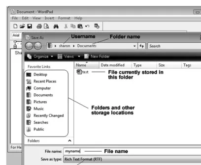 Figure 2.1WordPad Save As dialog box showing name.rtf.