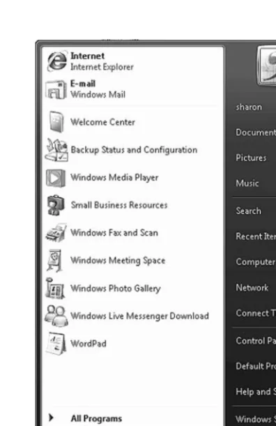 Figure 1.2Start menu.