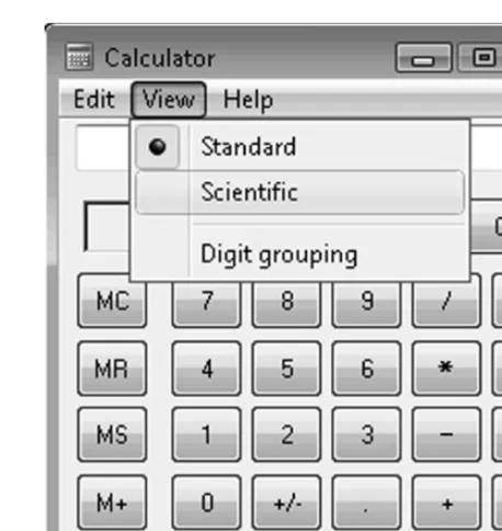Figure 1.6Windows Calculator menu.