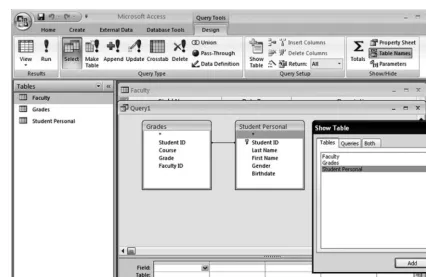 Figure 10.9Access Query window with all tables added.