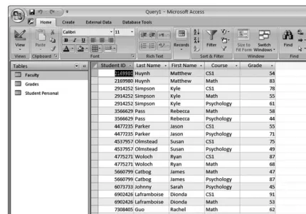 Figure 10.12Access grades query results.