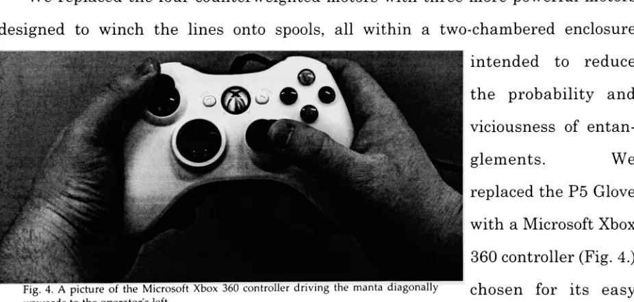Fig. 4. A picture of the Microsoft Xbox 360 controller driving the manta diagonally