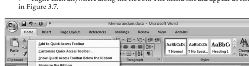 Figure 3.7Word toolbar customize dialog box.