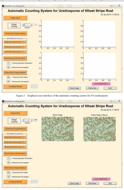 Figure 2  Graphical user interface of the automatic counting system for Pst urediospores 
