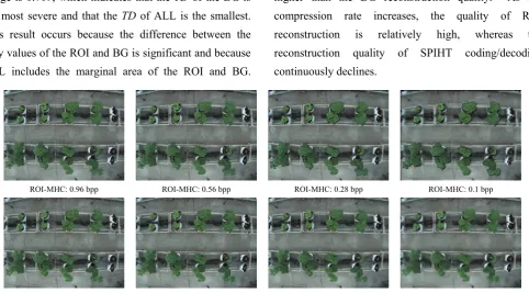 Figure 9  Reconstruction plot of ROI-MHC and SPIHT with different bit rates 