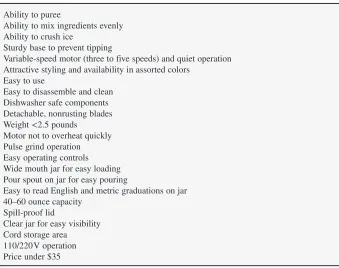 Table 2.4 Customer needs statement for blender