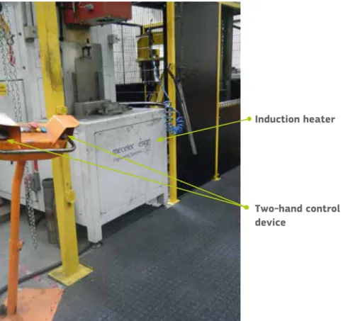 Figure 9.4 — Two-hand control device used to ensure worker separation  from induction heater