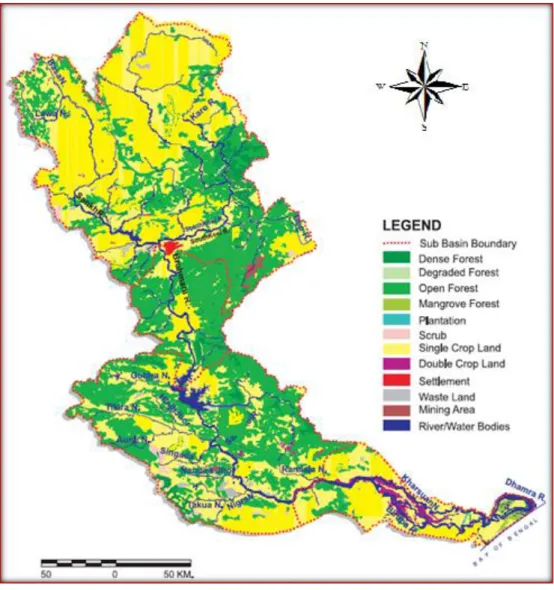 Figure 3.5: Land Use Map of Brahmani Basin (Source: Central Water Commission,  Bhubaneswar) 