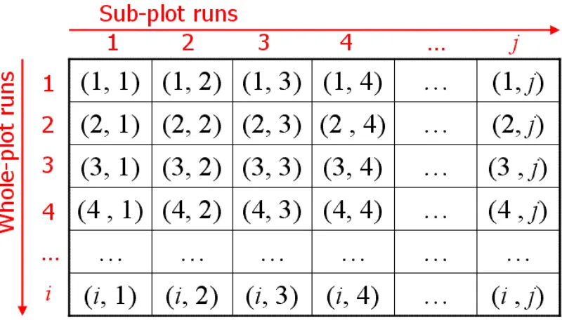 Figure 5.1: Arrangement of the runs in a split-plot design