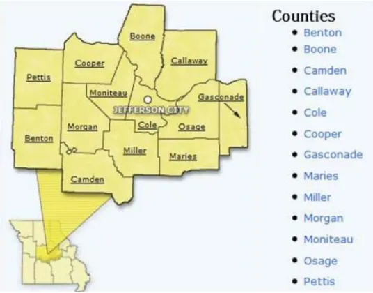 Figure 5.1: Counties in Central Missouri