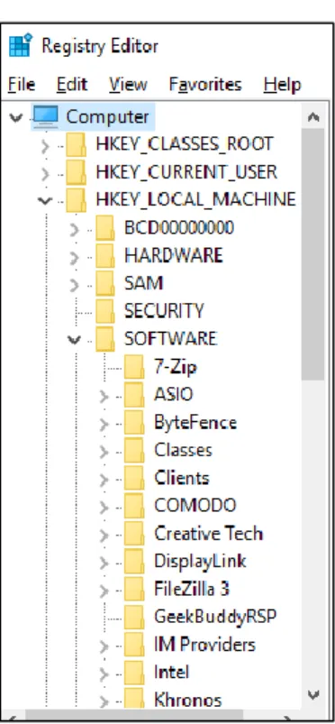 Figure 11. Screen shot of Reg Edit 2. 