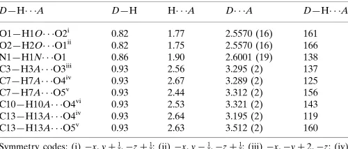 Table 1Hydrogen-bond geometry (A˚ , �).