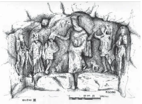 Fig. 11 – Rilievo II dei Santuario di Cibele (“Santoni”) (disegno di Massimo Scirpo)  