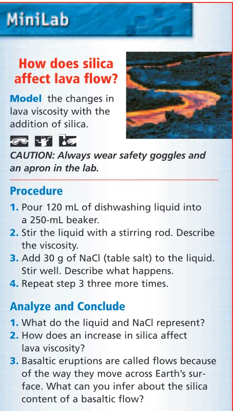 Table 18-1 Magma Composition and Characteristics