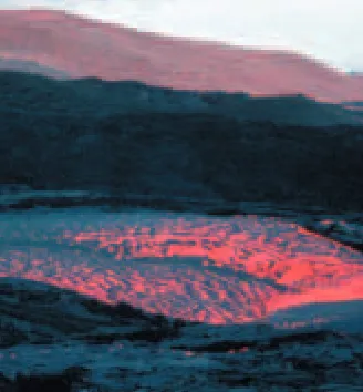 Figure 18-3 Basaltic lava has a low viscosity, and thus, flows relatively quicklyfrom a volcano
