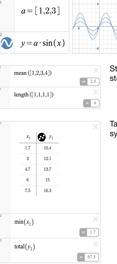 Table columns are available as lists in the rest of the system.