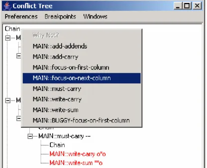 Figure 5: Initiating WHY-NOT on focus-on-next-column 