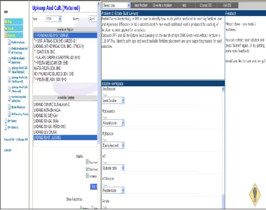 Figure 4. DM-Tutor with MIS showing the problem solving page for Fertilizer Analysis task 