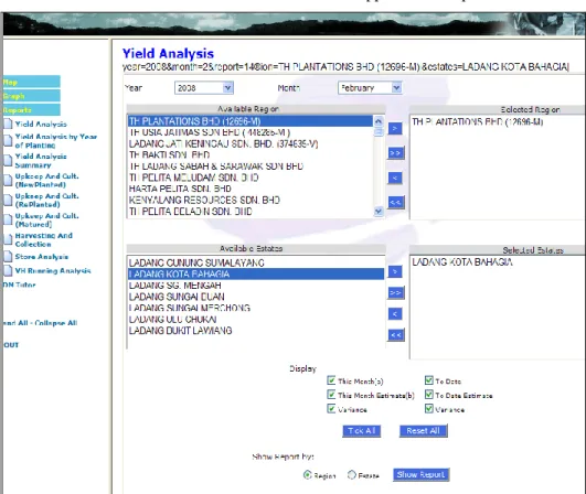 Figure 2. A screenshot showing a view of the MIS with various analyses 