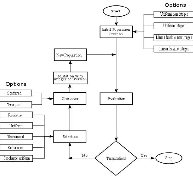 Figure 2: Genetic Algorithm Flow Chart for this study used in MATLAB 