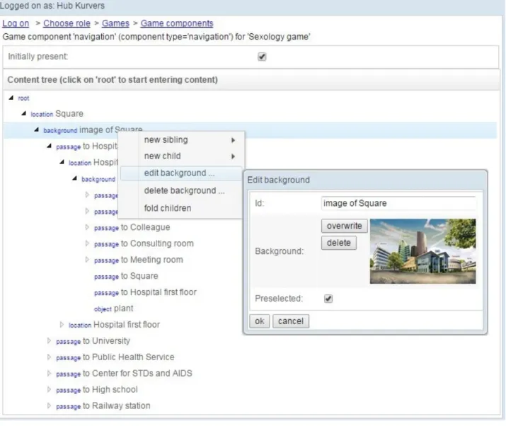 Figure 3. Game component content page for the Navigation component 