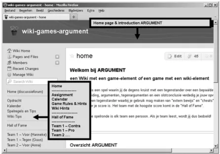 Figure 2 displays a game created within the wiki using the ARGUMENT template. 