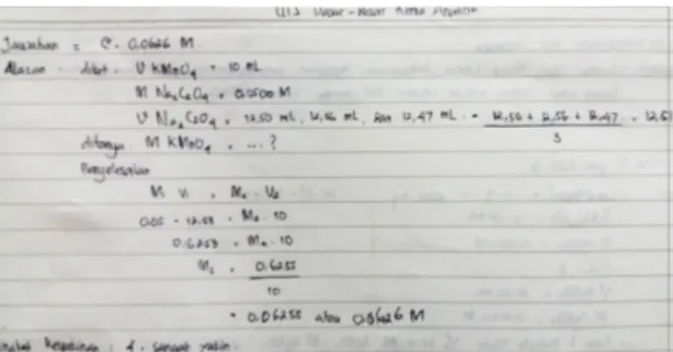 Figure 1.The example of  student answer on  problem no 1