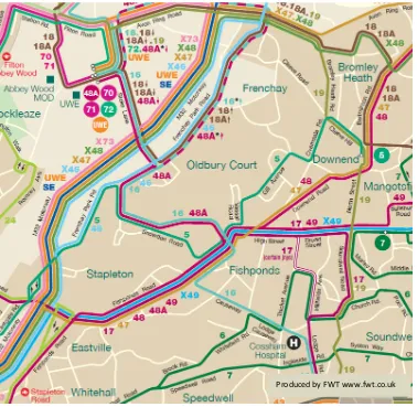 Figure 10 First Bus Bristol Route Map (extract covering Fishponds).  