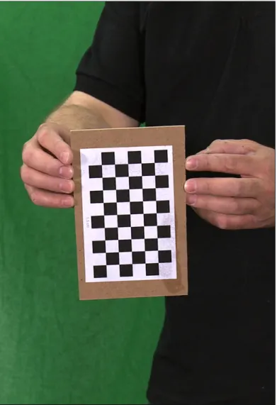 Figure 3.7: Cameras were calibrated using a chequerboard pattern, visible in all three cameras simultaneously
