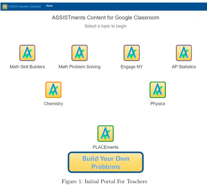 Figure 1: Initial Portal For Teachers