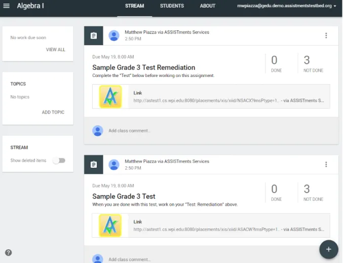 Figure 9: Google Classroom Stream Initial View