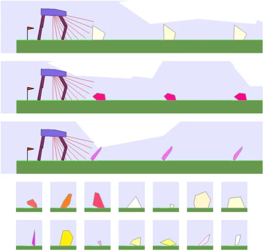 Figure 14: Example of tracks generated in Hexagon Tracks with additional examples of encounterable obstacles.