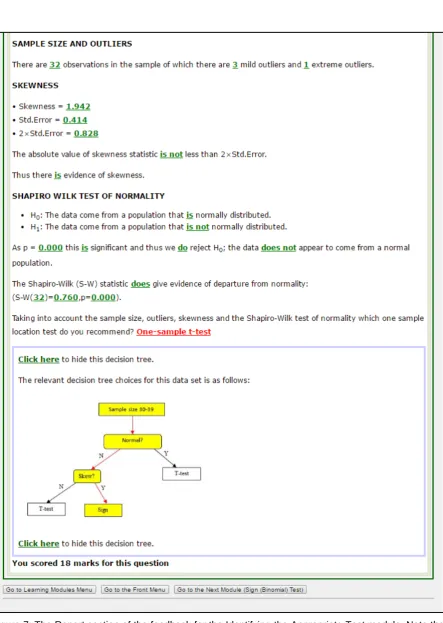 Figure 7: The Report section of the feedback for the Identifying the Appropriate Test module