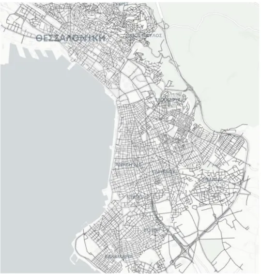 Figure 6: The area inside the defined bounding box and the street network on it. 