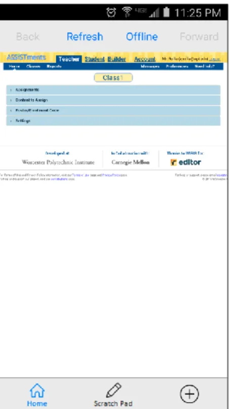 Figure 4 The tab bar as it appears to a teacher