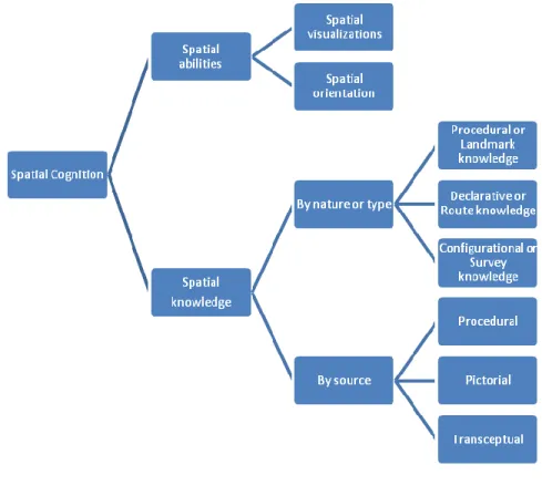 Figure 2.3 Map of spatial cognition, spatial abilities and spatial knowledge 