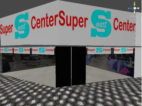 Figure 7. Store within the VMall.  To enter, a player approaches the black double doors