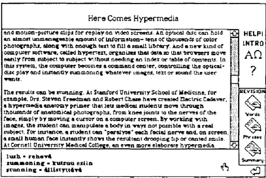 Figure 6: HyperReader with its electronic glossary 