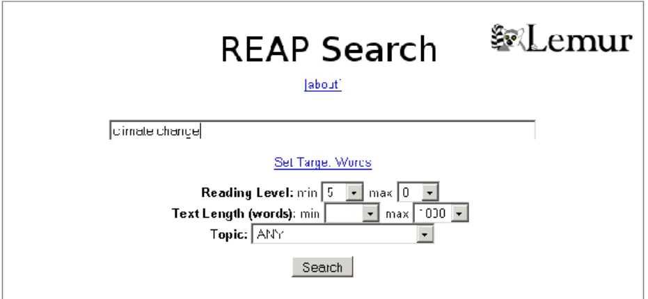 Figure 10: The REAP search interface 