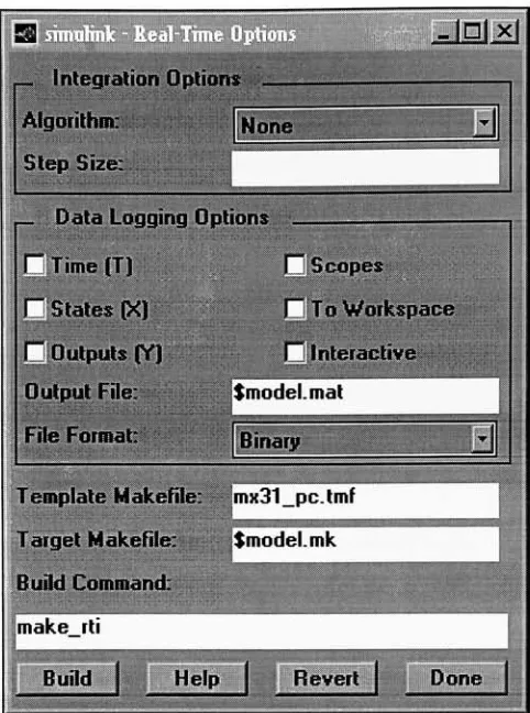 Figure 7: RTLINK Code Generation Options