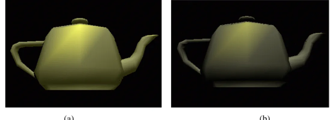 Figure 8 is the quality comparisons between JavaGL and Mesa 3-D. There is a teapot which contains 604 triangles and is rendered by JavaGL and Mesa 3-D