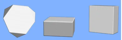 Figure 10. Three test rendering scenarios: corner, graze; and phase. One plane of the material boundaries has been antialiased duringformation, by using a windowed sinc interpolation.