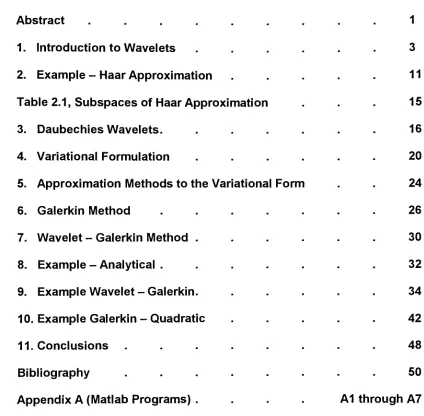 Table 2.1, Subspaces of Haar Approximation