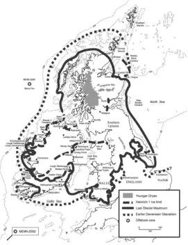 Fig. 1. Ice margins and localities referred to in the text.